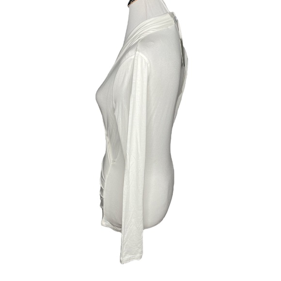 Pure Collection Soft Jersey Wrap Long Sleeve Modal Top White Size 4 - Picture 4 of 9